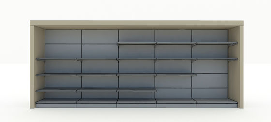 Display Shelving – Metal and Wood Gondola Shelves with Lighting, Supermarket Retail Fixture for Modern and Elegant Store Design